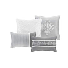 Load image into Gallery viewer, Madison Park Essentials Jordan Cozy Room in A Bag Comforter &amp; Complete Sheet Set, Window Treatment, Luxe Jacquard Damask Print, All Season Bedding, Pillows, Queen(90"x90"), Grey 24 Piece
