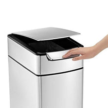 Load image into Gallery viewer, simplehuman 40 Liter / 10.6 Gallon Slim Touch-Bar Kitchen Trash Can, Brushed Stainless Steel
