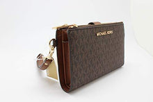 Load image into Gallery viewer, Michael Kors Jet Set Travel Double Zip Wristlet - Signature PVC (Brown PVC/Dark Acorn)
