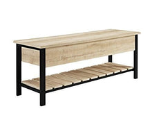 Load image into Gallery viewer, Walker Edison Julian Rustic Farmhouse Lift Top Entry Bench with Bottom Rack, 48 Inch - White Oak
