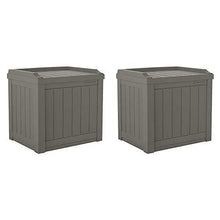Load image into Gallery viewer, Suncast 22 Gallon Small Resin Patio Storage Deck Box and Seat, Stoney (2 Pack)
