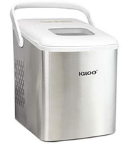 Load image into Gallery viewer, Igloo ICEB26HNSSWL Stainless Steel Automatic Self-Cleaning Portable Electric Countertop Ice Maker Machine With Handle, 9 Ice Cubes Ready in 7 minutes, With Ice Scoop and Basket, Stainless/White
