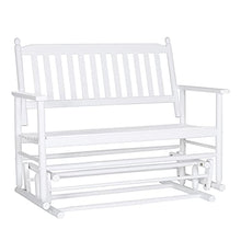 Load image into Gallery viewer, MUPATER Patio Glider Swing Bench Porch Loveseat Chair for Outdoor, 2-Person Wooden Garden Rocking Seating for Outside, White
