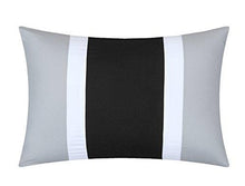 Load image into Gallery viewer, Perfect home 24 Piece Aura Complete Pintuck Embroidery Color Block Bedding, Sheets, Window Panel Collection Queen Bed in a Bag Comforter Set Black, Sheets Included
