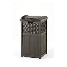 Load image into Gallery viewer, Suncast GHW1732 15.75" x 16" x 31.6" Trashcan Hideaway Outdoor Commercial 33 Gallon 31.6" Resin Garbage Waste Bin with Lid in Brown for Garage, 2 Pack
