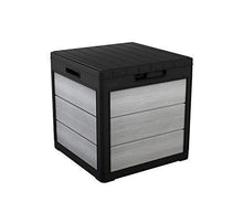 Load image into Gallery viewer, KETER Denali 30 Gallon Resin Deck Box for Patio Furniture, Pool Accessories, and Storage for Outdoor Toys, Grey/Black
