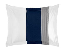 Load image into Gallery viewer, Chic Home Ayelet 10 Piece Comforter Set Color Block Ruffled Bag Bedding, Queen, Navy

