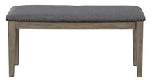 Load image into Gallery viewer, Signature Design by Ashley Aldwin Upholstered Dining Room Bench, Beige &amp; Gray
