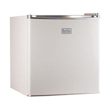 Load image into Gallery viewer, BLACK+DECKER BCRK17W Compact Refrigerator Energy Star Single Door Mini Fridge with Freezer, 1.7 Cubic Ft. &amp; AmazonBasics Stainless Steel Portable Fast, Electric Hot Water Kettle, 1 Liter, Silver

