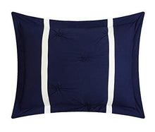 Load image into Gallery viewer, Chic Home Marcia 4 Piece Comforter Set Printed Pinch Pleated Ruffled and Reversible Geometric Design with Decorative Pillow and Sham, Full/Queen, Navy
