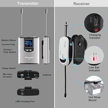 Load image into Gallery viewer, Wireless Headset Lavalier Microphone System -Alvoxcon Dual Wireless Lapel Mic Compatible with iPhone, DSLR Camera, PA Speaker, YouTube, Podcast, Video Recording, Conference, Vlog, Church, Interview
