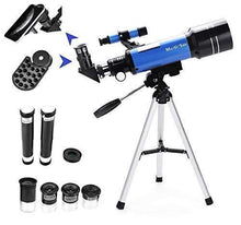 Load image into Gallery viewer, MaxUSee 70mm Refractor Telescope with Tripod &amp; Finder Scope for Kids &amp; Astronomy Beginners, Portable Telescope with 4 Magnification eyepieces &amp; Phone Adapter
