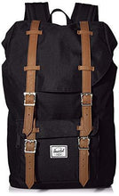 Load image into Gallery viewer, Herschel Little America Laptop Backpack, Black/Tan Synthetic Leather, Classic 25.0L
