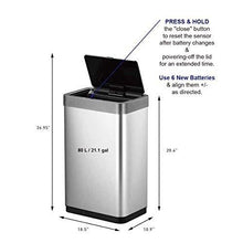 Load image into Gallery viewer, EKO Mirage X 80 Liter / 21.1 Gallons Motion Sensor Trash can, Brushed Stainless Steel
