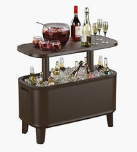 Load image into Gallery viewer, Keter Breeze Bar Outdoor Patio Furniture and Hot Tub Side Table with 17 Gallon Beer and Wine Cooler, Espresso Brown
