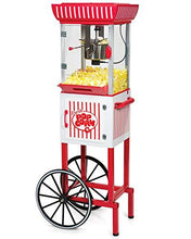 Load image into Gallery viewer, Nostalgia PC25RW 2.5 Oz Popcorn &amp; Concession Cart, 48" Tall, Makes 10 Cups, with Kernel &amp; Oil Measuring Spoons &amp; Scoop, 13" Wheels for Easy Mobility, Red/White
