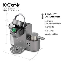 Load image into Gallery viewer, Keurig K-Cafe Special Edition Single Serve K-Cup Pod Coffee, Latte and Cappuccino Maker, Comes with Dishwasher Safe Milk Frother, Shot Capability, Nickel
