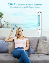 Load image into Gallery viewer, Evaporative Cooler - AGILLY 43'' Portable Air Conditioner &amp; Cooling Tower Fan w/ 70°Oscillation, 4 Modes, Air Cooler/Humidifier with 4 Ice Packs, 12H Timer, Remote Control for Indoor Home Office
