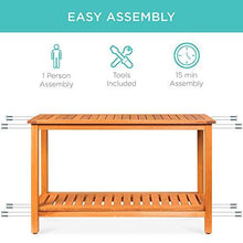 Load image into Gallery viewer, Best Choice Products 48in 2-Shelf Eucalyptus Wood Console Table Indoor Outdoor Multifunctional Buffet Bar Storage Organizer w/Natural Finish, Sliders
