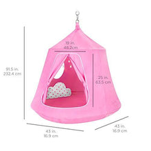 Load image into Gallery viewer, Best Choice Products Kids Indoor &amp; Outdoor Hanging Hammock Swing Tent Set w/Inflatable Base, Ropes, and Multicolor LED String Lights, Pink
