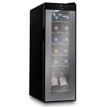 Load image into Gallery viewer, Nutrichef PKCWC120 Refrigerator-White &amp; Red Chiller Countertop Cooler-Freestanding Compact Mini Wine Fridge 12 Bottle Capacity, Digital Control, Glass Door
