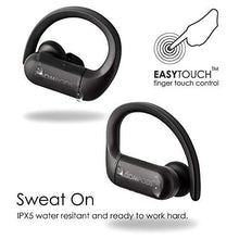 Load image into Gallery viewer, Boompods Sportpods TWS in-Ear Bluetooth Sport Headphones with True Wireless Stereo Connection &amp; Finger Touch Control, Powerful Bass, Sweatproof - Ergonomic Ear Tip Workout Earbuds (Black)
