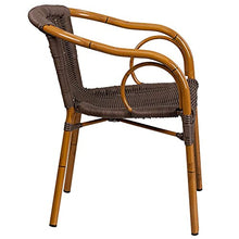 Load image into Gallery viewer, Flash Furniture Cadiz Series Red Bamboo-Aluminum Indoor-Outdoor Restaurant-Patio Chair with Dark Brown Rattan
