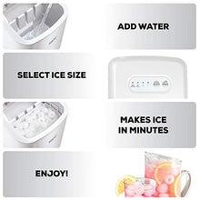 Load image into Gallery viewer, Igloo ICEB26WH Automatic Portable Electric Countertop Ice Maker Machine, 26 Pounds in 24 Hours, 9 Cubes Ready in 7 minutes, With Scoop and Basket, Perfect for Water Bottles, Mixed Drinks, Parties, WHT
