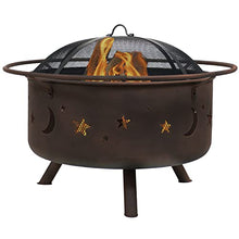 Load image into Gallery viewer, Sunnydaze Cosmic Outdoor Fire Pit - 30 Inch Round Bonfire Wood Burning Patio &amp; Backyard Firepit for Outside with Cooking BBQ Grill Grate, Spark Screen, and Fireplace Poker, Celestial Design
