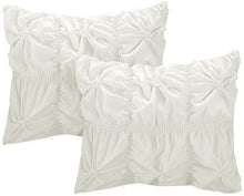 Load image into Gallery viewer, Chic Home Halpert 6 Piece Comforter Set Floral Pinch Pleated Ruffled Designer Embellished Bedding with Bed Skirt and Decorative Pillows Shams Included, Queen White

