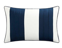 Load image into Gallery viewer, Chic Home Sigal 20 Piece Comforter Set Reversible Geometric Quilted Design Complete Bed in a Bag Bedding – Sheets Decorative Pillows Shams Window Treatments Curtains Included Queen Navy
