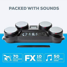 Load image into Gallery viewer, Alesis Compact Kit 4 – Tabletop Electric Drum Set with 70 Electronic / Acoustic Drum Kit Sounds, 4 Pads, Battery- or AC-Power and Drum Sticks Included
