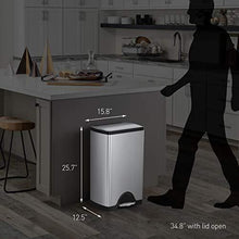 Load image into Gallery viewer, simplehuman 38 Liter / 10 Gallon Rectangular Kitchen Step Trash Can, Brushed Stainless Steel
