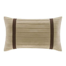 Load image into Gallery viewer, Madison Park - Palmer 7 Piece Comforter Set - Natural - Queen - Pieced Microsuede - Includes 1 Comforter, 3 Decorative Pillows, 1 Bed Skirt, 2 Shams
