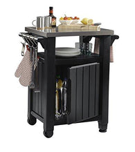 Load image into Gallery viewer, Keter Unity Portable Outdoor Table and Storage Cabinet with Hooks for Grill Accessories-Stainless Steel Top for Patio Kitchen Island or Bar Cart, Dark Grey
