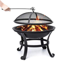 Load image into Gallery viewer, KINGSO Fire Pit, 22'' Fire Pits Outdoor Wood Burning Steel BBQ Grill Firepit Bowl with Mesh Spark Screen Cover Log Grate Wood Fire Poker for Camping Picnic Bonfire Patio Backyard Garden Beaches Park
