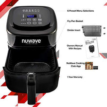 Load image into Gallery viewer, NuWave Brio 6-Quart Air Fryer with App Recipes (Black) Includes Basket Divider, One-Touch Digital Controls, 6 Easy Presets, Wattage Control, and Advanced Functions like SEAR, PREHEAT, DELAY, WARM and More (NEW UPDATED MODEL)
