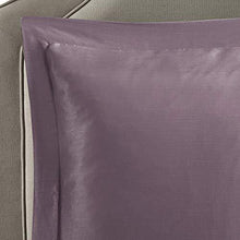 Load image into Gallery viewer, Madison Park Essentials Jelena Room in A Bag Faux Silk Comforter Classic Luxe All Season Down Alternative Bedding, Matching Bedskirt, Curtains, Decorative Pillows, Queen(90"x90"), Purple
