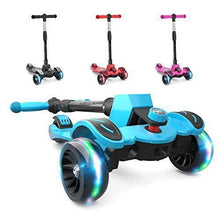 Load image into Gallery viewer, 6KU Kids Kick Scooter with Adjustable Height, Lean to Steer, Flashing Wheels for Children 3-8 Years Old Blue
