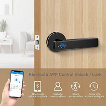 Load image into Gallery viewer, Tiffane Biometric Fingerprint Door Lock, Bluetooth WiFi Door Lock, Smart Door Lock for Front Door, Smart Door Lever (Black)
