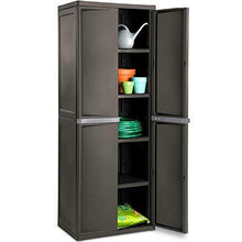 Load image into Gallery viewer, BS Lockable Storage Cabinet Outdoor 4 Shelf Organizer Yard Garden Garages Pantry Dorm Room Kitchen Adjustable Shelves 2 Doors Accent Cabinet Storage Shed Horizontal Durable Grey
