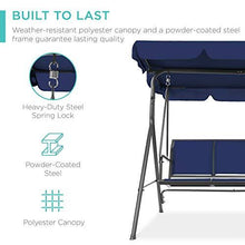 Load image into Gallery viewer, Best Choice Products 3-Seater Outdoor Adjustable Canopy Swing Glider, Patio Loveseat Bench for Deck, Porch w/Armrests, Textilene Fabric, Steel Frame - Navy
