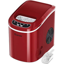 Load image into Gallery viewer, COSTWAY Ice Maker for Countertop, 26LBS/24H Portable and Compact Ice Maker Machine, Ice Cubes Ready in 6 Mins, Electric High Efficiency Express Clear Operation Control Panel with Ice Scoop (Red)
