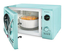 Load image into Gallery viewer, Nostalgia RMO4AQ Retro Large 0.9 Cu Ft, 800-Watt Countertop Microwave Oven 12 Pre-Programmed Cookin, Digital Clock, Easy Clean Interior, Aqua
