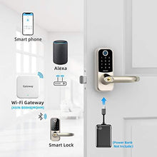 Load image into Gallery viewer, [2021 Newest]Smart Lock SMONET 5-in-1 Keyless Entry Fingerprint Door Lock, Bluetooth Lock with Reversible Handle,Work with Alexa (Need Extra Gateway),eKey,IC Card,App Auto Lock for Home, Hotel, Office
