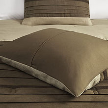 Load image into Gallery viewer, Madison Park - Palmer 7 Piece Comforter Set - Natural - Queen - Pieced Microsuede - Includes 1 Comforter, 3 Decorative Pillows, 1 Bed Skirt, 2 Shams
