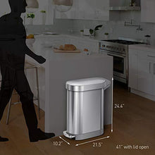 Load image into Gallery viewer, simplehuman 45 Liter / 12 Gallon Slim Hands-Free Kitchen Step Trash Can with Liner Rim, Stainless Steel 12 Gallons, Brushed with Plastic Lid
