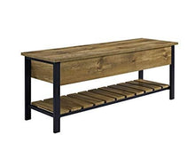 Load image into Gallery viewer, Walker Edison Julian Rustic Farmhouse Lift Top Entry Bench with Bottom Rack, 48 Inch - Barnwood Brown
