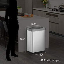 Load image into Gallery viewer, EKO Mirage-X 47 Liter / 12.4 Gallon Touchless Rectangular Motion Sensor Trash Can with Removable Liner, Brushed Stainless Steel Finish
