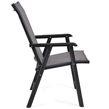 Load image into Gallery viewer, Giantex Set of 4 Patio Dining Chairs, Outdoor Chairs, Portable Folding Chairs for Camping Pool Beach Deck, Lawn Chair with Armrest, 4-Pack Patio Chairs, Metal Frame, Grey
